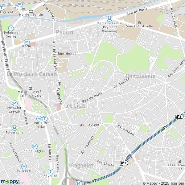 Plan Les Lilas carte de Les Lilas (93260) et infos pratiques